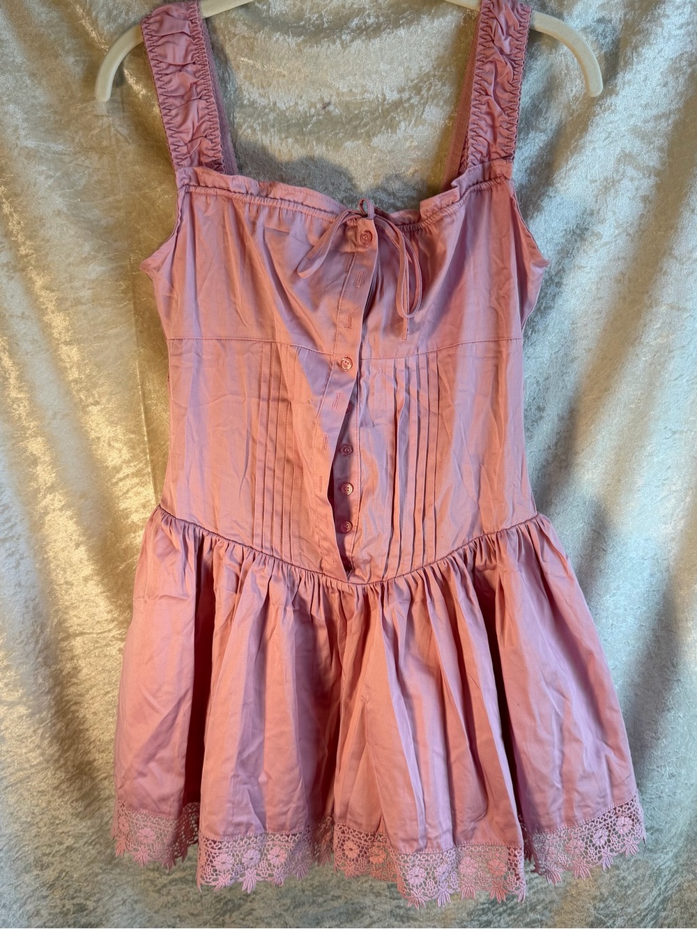 Forever 21 Pink Corset Drop-Waist Lace Mini Dress — Size S